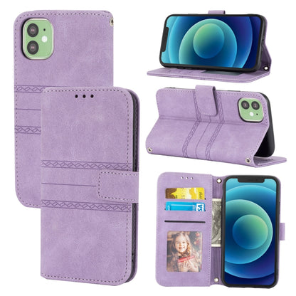 Embossed Striped Magnetic Buckle PU + TPU Horizontal Flip Leather Case with Holder & Card Slot & Wallet & Photo Frame & Sling, For iPhone 13 mini, For iPhone 13, For iPhone 13 Pro, For iPhone 13 Pro Max, For iPhone 12 Pro, For iPhone 12 Pro Max        ...