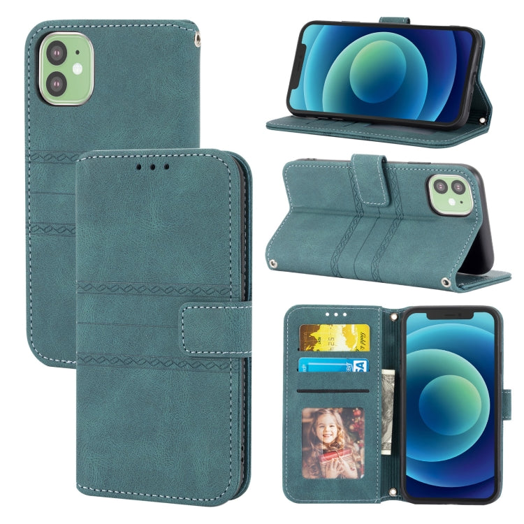Embossed Striped Magnetic Buckle PU + TPU Horizontal Flip Leather Case with Holder & Card Slot & Wallet & Photo Frame & Sling, For iPhone 11 Pro Max, For iPhone XS / X, For iPhone XS Max, For iPhone XR, For iPhone 8 / 7 / 6                             ...