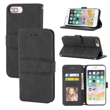 Embossed Striped Magnetic Buckle PU + TPU Horizontal Flip Leather Case with Holder & Card Slot & Wallet & Photo Frame & Sling, For iPhone 11 Pro Max, For iPhone XS / X, For iPhone XS Max, For iPhone XR, For iPhone 8 / 7 / 6                             ...