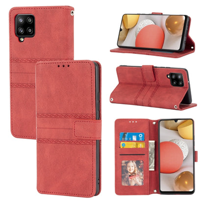 Embossed Striped Magnetic Buckle PU + TPU Horizontal Flip Leather Case with Holder & Card Slot & Wallet & Photo Frame & Sling, For Samsung Galaxy A71, For Samsung Galaxy A12 5G, For Samsung Galaxy A22 4G, For Samsung Galaxy A22 5G                      ...