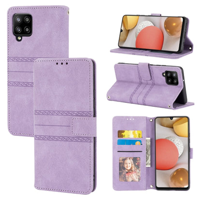 Embossed Striped Magnetic Buckle PU + TPU Horizontal Flip Leather Case with Holder & Card Slot & Wallet & Photo Frame & Sling, For Samsung Galaxy A71, For Samsung Galaxy A12 5G, For Samsung Galaxy A22 4G, For Samsung Galaxy A22 5G                      ...