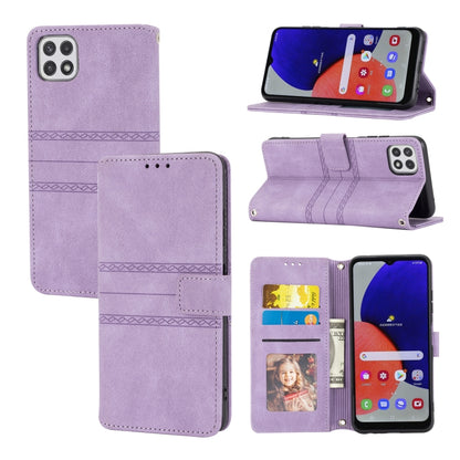 Embossed Striped Magnetic Buckle PU + TPU Horizontal Flip Leather Case with Holder & Card Slot & Wallet & Photo Frame & Sling, For Samsung Galaxy A71, For Samsung Galaxy A12 5G, For Samsung Galaxy A22 4G, For Samsung Galaxy A22 5G                      ...