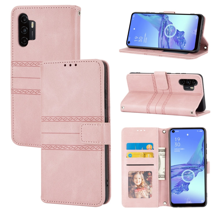 Embossed Striped Magnetic Buckle PU + TPU Horizontal Flip Leather Case with Holder & Card Slot & Wallet & Photo Frame & Sling, For Samsung Galaxy A71, For Samsung Galaxy A12 5G, For Samsung Galaxy A22 4G, For Samsung Galaxy A22 5G                      ...