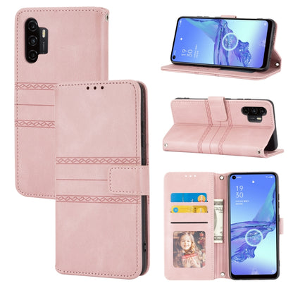 Embossed Striped Magnetic Buckle PU + TPU Horizontal Flip Leather Case with Holder & Card Slot & Wallet & Photo Frame & Sling, For Samsung Galaxy A71, For Samsung Galaxy A12 5G, For Samsung Galaxy A22 4G, For Samsung Galaxy A22 5G                      ...