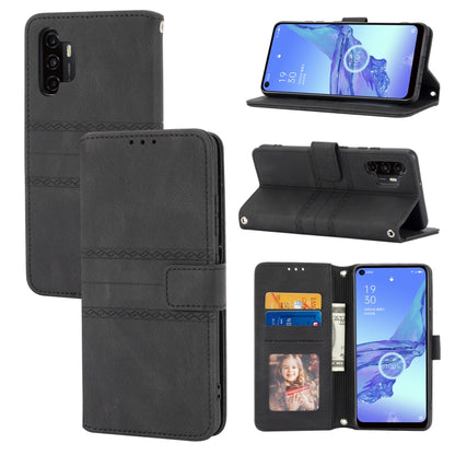 Embossed Striped Magnetic Buckle PU + TPU Horizontal Flip Leather Case with Holder & Card Slot & Wallet & Photo Frame & Sling, For Samsung Galaxy A71, For Samsung Galaxy A12 5G, For Samsung Galaxy A22 4G, For Samsung Galaxy A22 5G                      ...