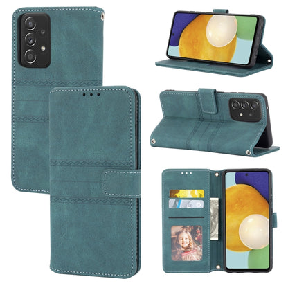 Embossed Striped Magnetic Buckle PU + TPU Horizontal Flip Leather Case with Holder & Card Slot & Wallet & Photo Frame & Sling, For Samsung Galaxy A71, For Samsung Galaxy A12 5G, For Samsung Galaxy A22 4G, For Samsung Galaxy A22 5G                      ...