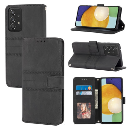 Embossed Striped Magnetic Buckle PU + TPU Horizontal Flip Leather Case with Holder & Card Slot & Wallet & Photo Frame & Sling, For Samsung Galaxy A71, For Samsung Galaxy A12 5G, For Samsung Galaxy A22 4G, For Samsung Galaxy A22 5G                      ...