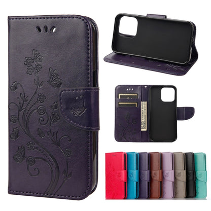 Butterfly Flower Pattern Horizontal Flip Leather Case with Holder & Card Slots & Wallet, For Samsung Galaxy A03s 164mm, For iPhone 13 mini, For iPhone 13, For iPhone 13 Pro, For iPhone 13 Pro Max