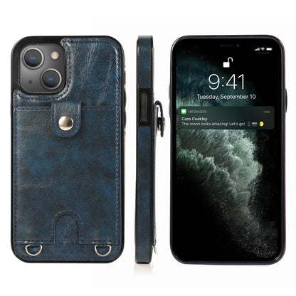 Shockproof PU Leather + TPU Protective Case with Card Slot & Lanyard, For iPhone 13 mini, For iPhone 13, For iPhone 13 Pro, For iPhone 13 Pro Max
