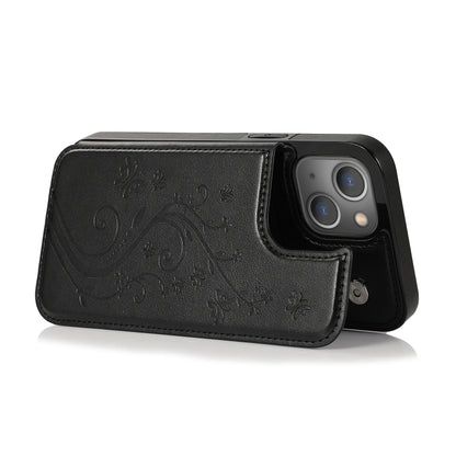 Butterflies Flowers Double Buckle PU + TPU Protective Case with Holder & Card Slots & Photo Frame, For iPhone 13 mini, For iPhone 13, For iPhone 13 Pro, For iPhone 13 Pro Max