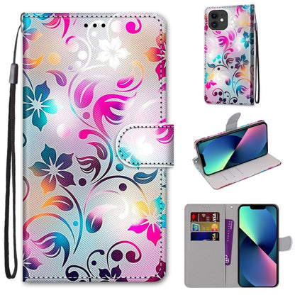 Coloured Drawing Cross Texture Horizontal Flip PU Leather Case with Holder & Card Slots & Wallet & Lanyard, For iPhone 13 mini, For iPhone 13