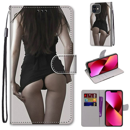 Coloured Drawing Cross Texture Horizontal Flip PU Leather Case with Holder & Card Slots & Wallet & Lanyard, For iPhone 13 mini, For iPhone 13