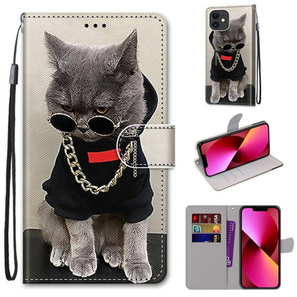 Coloured Drawing Cross Texture Horizontal Flip PU Leather Case with Holder & Card Slots & Wallet & Lanyard, For iPhone 13 mini, For iPhone 13