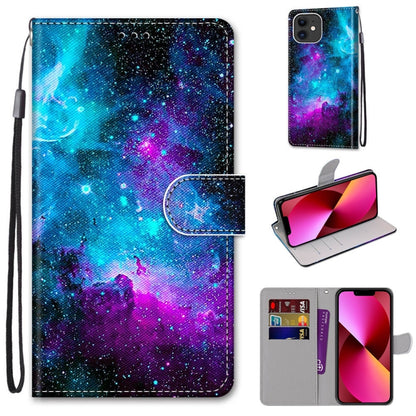 Coloured Drawing Cross Texture Horizontal Flip PU Leather Case with Holder & Card Slots & Wallet & Lanyard, For iPhone 13 mini, For iPhone 13