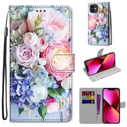 Coloured Drawing Cross Texture Horizontal Flip PU Leather Case with Holder & Card Slots & Wallet & Lanyard, For iPhone 13 mini, For iPhone 13