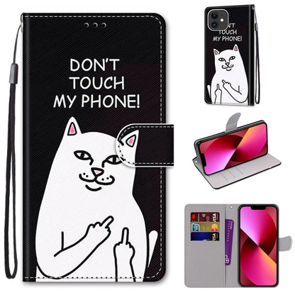 Coloured Drawing Cross Texture Horizontal Flip PU Leather Case with Holder & Card Slots & Wallet & Lanyard, For iPhone 13 mini, For iPhone 13