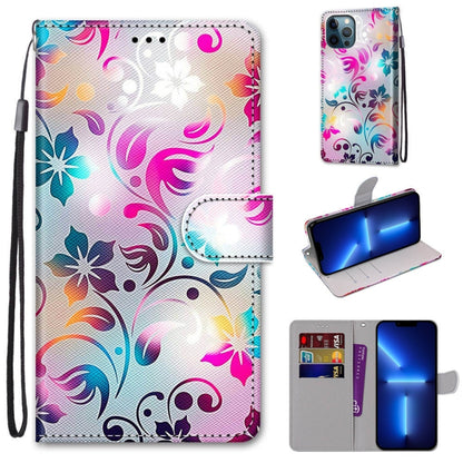 Coloured Drawing Cross Texture Horizontal Flip PU Leather Case with Holder & Card Slots & Wallet & Lanyard, For iPhone 13 Pro, For iPhone 13 Pro Max