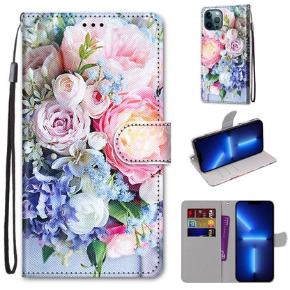 Coloured Drawing Cross Texture Horizontal Flip PU Leather Case with Holder & Card Slots & Wallet & Lanyard, For iPhone 13 Pro, For iPhone 13 Pro Max