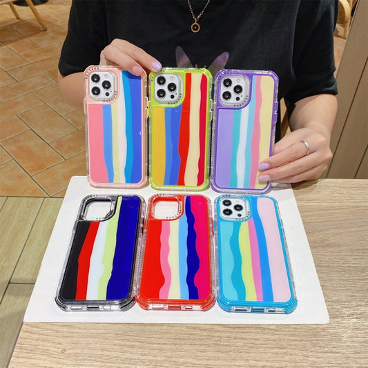 Rainbow TPU + PC Glass Shockproof Case, For iPhone 13, For iPhone 13 Pro, For iPhone 13 Pro Max, For iPhone 12 / 12 Pro, For iPhone 12 Pro Max, For iPhone 11, For iPhone 11 Pro, For iPhone 11 Pro Max