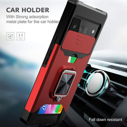Sliding Camera Cover Design PC + TPU Shockproof Case with Ring Holder & Card Slot, For Google Pixel 6 Pro, For Samsung Galaxy A52, For Samsung Galaxy A72, For Samsung Galaxy S21, For Samsung Galaxy S21+, For Samsung Galaxy A12
