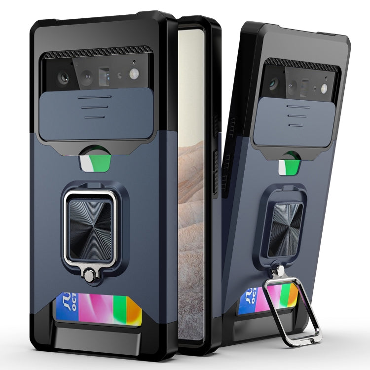 Sliding Camera Cover Design PC + TPU Shockproof Case with Ring Holder & Card Slot, For Google Pixel 6 Pro, For Samsung Galaxy A52, For Samsung Galaxy A72, For Samsung Galaxy S21, For Samsung Galaxy S21+, For Samsung Galaxy A12