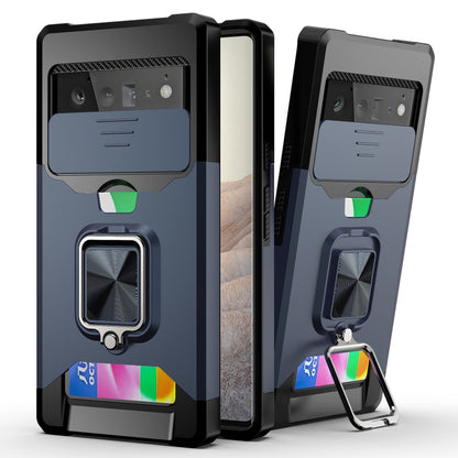 Sliding Camera Cover Design PC + TPU Shockproof Case with Ring Holder & Card Slot, For Google Pixel 6 Pro, For Samsung Galaxy A52, For Samsung Galaxy A72, For Samsung Galaxy S21, For Samsung Galaxy S21+, For Samsung Galaxy A12