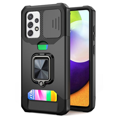Sliding Camera Cover Design PC + TPU Shockproof Case with Ring Holder & Card Slot, For Google Pixel 6 Pro, For Samsung Galaxy A52, For Samsung Galaxy A72, For Samsung Galaxy S21, For Samsung Galaxy S21+, For Samsung Galaxy A12