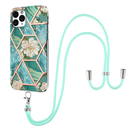 Electroplating Splicing Marble Flower Pattern TPU Shockproof Case with Lanyard, For iPhone 13 mini, For iPhone 13, For iPhone 13 Pro, For iPhone 13 Pro Max, For iPhone 12 mini, For iPhone 12 / 12 Pro, For iPhone 12 Pro Max, For iPhone 11               ...