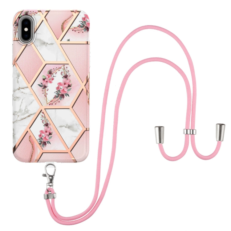 Electroplating Splicing Marble Flower Pattern TPU Shockproof Case with Lanyard, For iPhone 13 mini, For iPhone 13, For iPhone 13 Pro, For iPhone 13 Pro Max, For iPhone 12 mini, For iPhone 12 / 12 Pro, For iPhone 12 Pro Max, For iPhone 11               ...