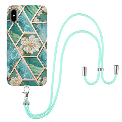 Electroplating Splicing Marble Flower Pattern TPU Shockproof Case with Lanyard, For iPhone 13 mini, For iPhone 13, For iPhone 13 Pro, For iPhone 13 Pro Max, For iPhone 12 mini, For iPhone 12 / 12 Pro, For iPhone 12 Pro Max, For iPhone 11               ...