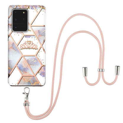 Electroplating Splicing Marble Flower Pattern TPU Shockproof Case with Lanyard, For Samsung Galaxy S21 Ultra 5G, For Samsung Galaxy S21+ 5G, For Samsung Galaxy S21 5G, For Samsung Galaxy S21 FE 5G, For Samsung Galaxy S20 Ultra, For Samsung Galaxy S20+ ...