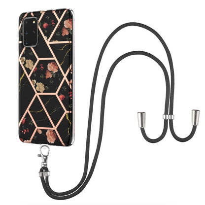 Electroplating Splicing Marble Flower Pattern TPU Shockproof Case with Lanyard, For Samsung Galaxy S21 Ultra 5G, For Samsung Galaxy S21+ 5G, For Samsung Galaxy S21 5G, For Samsung Galaxy S21 FE 5G, For Samsung Galaxy S20 Ultra, For Samsung Galaxy S20+ ...