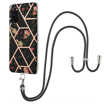 Electroplating Splicing Marble Flower Pattern TPU Shockproof Case with Lanyard, For Samsung Galaxy S21 Ultra 5G, For Samsung Galaxy S21+ 5G, For Samsung Galaxy S21 5G, For Samsung Galaxy S21 FE 5G, For Samsung Galaxy S20 Ultra, For Samsung Galaxy S20+ ...