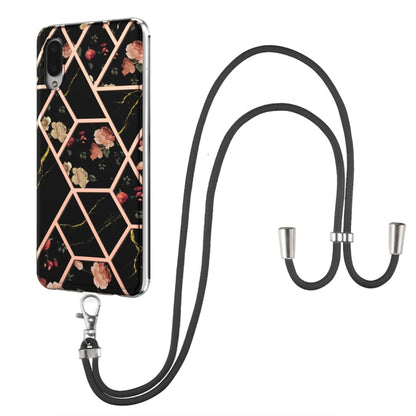 Electroplating Splicing Marble Flower Pattern TPU Shockproof Case with Lanyard, For Samsung Galaxy S21 Ultra 5G, For Samsung Galaxy S21+ 5G, For Samsung Galaxy S21 5G, For Samsung Galaxy S21 FE 5G, For Samsung Galaxy S20 Ultra, For Samsung Galaxy S20+ ...