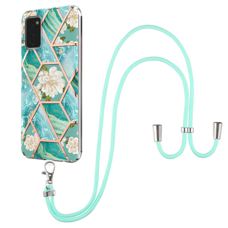 Electroplating Splicing Marble Flower Pattern TPU Shockproof Case with Lanyard, For Samsung Galaxy S21 Ultra 5G, For Samsung Galaxy S21+ 5G, For Samsung Galaxy S21 5G, For Samsung Galaxy S21 FE 5G, For Samsung Galaxy S20 Ultra, For Samsung Galaxy S20+ ...