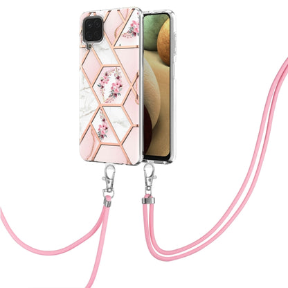 Electroplating Splicing Marble Flower Pattern TPU Shockproof Case with Lanyard, For Samsung Galaxy A12 5G / M12 / F12, For Samsung Galaxy A21s, For Samsung Galaxy A22 4G EU Version / M32, For Samsung Galaxy A22 5G US Version, For Samsung Galaxy A32 5G ...