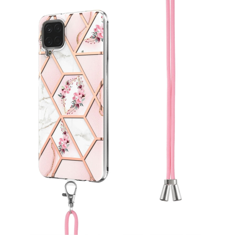 Electroplating Splicing Marble Flower Pattern TPU Shockproof Case with Lanyard, For Samsung Galaxy A12 5G / M12 / F12, For Samsung Galaxy A21s, For Samsung Galaxy A22 4G EU Version / M32, For Samsung Galaxy A22 5G US Version, For Samsung Galaxy A32 5G ...