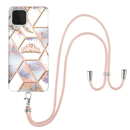 Electroplating Splicing Marble Flower Pattern TPU Shockproof Case with Lanyard, For Samsung Galaxy A12 5G / M12 / F12, For Samsung Galaxy A21s, For Samsung Galaxy A22 4G EU Version / M32, For Samsung Galaxy A22 5G US Version, For Samsung Galaxy A32 5G ...