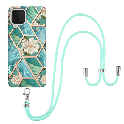 Electroplating Splicing Marble Flower Pattern TPU Shockproof Case with Lanyard, For Samsung Galaxy A12 5G / M12 / F12, For Samsung Galaxy A21s, For Samsung Galaxy A22 4G EU Version / M32, For Samsung Galaxy A22 5G US Version, For Samsung Galaxy A32 5G ...