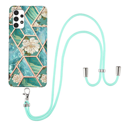 Electroplating Splicing Marble Flower Pattern TPU Shockproof Case with Lanyard, For Samsung Galaxy A12 5G / M12 / F12, For Samsung Galaxy A21s, For Samsung Galaxy A22 4G EU Version / M32, For Samsung Galaxy A22 5G US Version, For Samsung Galaxy A32 5G ...
