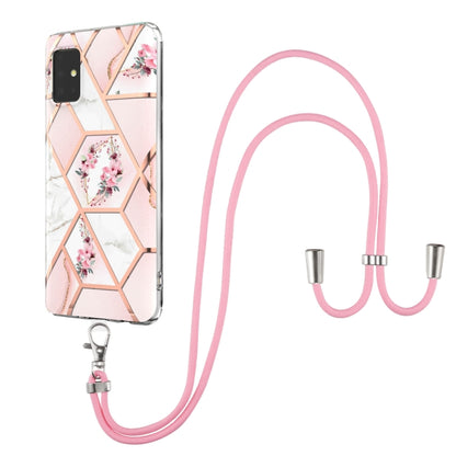 Electroplating Splicing Marble Flower Pattern TPU Shockproof Case with Lanyard, For Samsung Galaxy A12 5G / M12 / F12, For Samsung Galaxy A21s, For Samsung Galaxy A22 4G EU Version / M32, For Samsung Galaxy A22 5G US Version, For Samsung Galaxy A32 5G ...