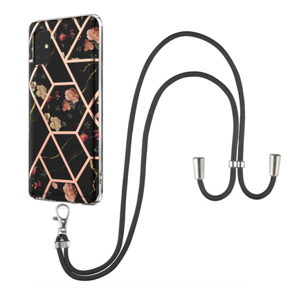 Electroplating Splicing Marble Flower Pattern TPU Shockproof Case with Lanyard, For Samsung Galaxy A12 5G / M12 / F12, For Samsung Galaxy A21s, For Samsung Galaxy A22 4G EU Version / M32, For Samsung Galaxy A22 5G US Version, For Samsung Galaxy A32 5G ...