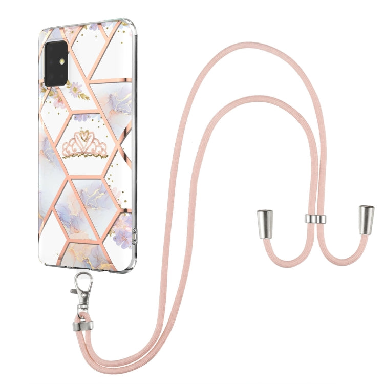 Electroplating Splicing Marble Flower Pattern TPU Shockproof Case with Lanyard, For Samsung Galaxy A12 5G / M12 / F12, For Samsung Galaxy A21s, For Samsung Galaxy A22 4G EU Version / M32, For Samsung Galaxy A22 5G US Version, For Samsung Galaxy A32 5G ...