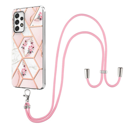 Electroplating Splicing Marble Flower Pattern TPU Shockproof Case with Lanyard, For Samsung Galaxy A12 5G / M12 / F12, For Samsung Galaxy A21s, For Samsung Galaxy A22 4G EU Version / M32, For Samsung Galaxy A22 5G US Version, For Samsung Galaxy A32 5G ...