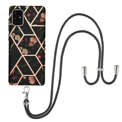 Electroplating Splicing Marble Flower Pattern TPU Shockproof Case with Lanyard, For Samsung Galaxy A12 5G / M12 / F12, For Samsung Galaxy A21s, For Samsung Galaxy A22 4G EU Version / M32, For Samsung Galaxy A22 5G US Version, For Samsung Galaxy A32 5G ...