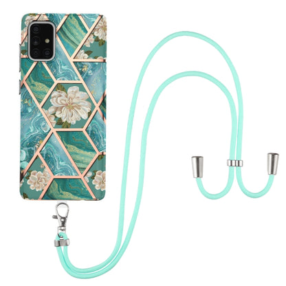 Electroplating Splicing Marble Flower Pattern TPU Shockproof Case with Lanyard, For Samsung Galaxy A12 5G / M12 / F12, For Samsung Galaxy A21s, For Samsung Galaxy A22 4G EU Version / M32, For Samsung Galaxy A22 5G US Version, For Samsung Galaxy A32 5G ...