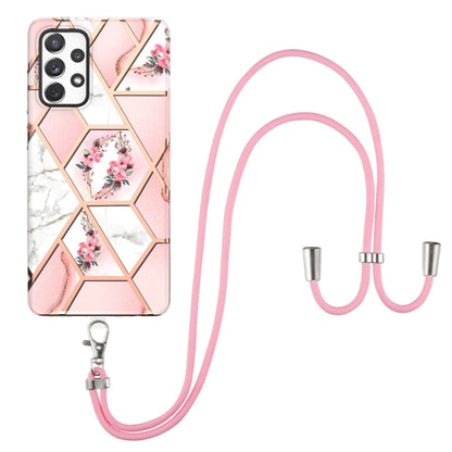 Electroplating Splicing Marble Flower Pattern TPU Shockproof Case with Lanyard, For Samsung Galaxy A12 5G / M12 / F12, For Samsung Galaxy A21s, For Samsung Galaxy A22 4G EU Version / M32, For Samsung Galaxy A22 5G US Version, For Samsung Galaxy A32 5G ...