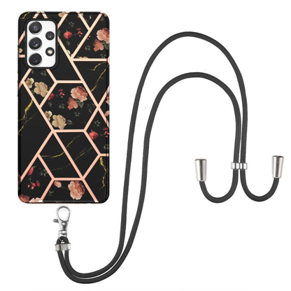Electroplating Splicing Marble Flower Pattern TPU Shockproof Case with Lanyard, For Samsung Galaxy A12 5G / M12 / F12, For Samsung Galaxy A21s, For Samsung Galaxy A22 4G EU Version / M32, For Samsung Galaxy A22 5G US Version, For Samsung Galaxy A32 5G ...
