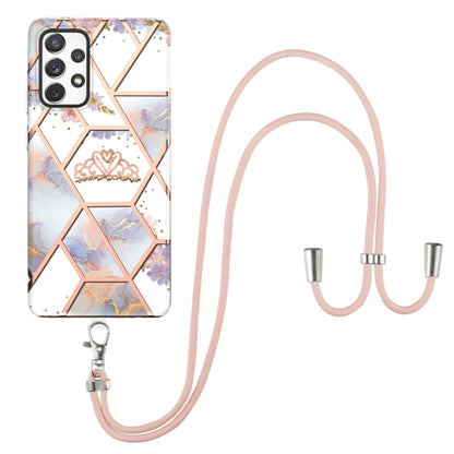 Electroplating Splicing Marble Flower Pattern TPU Shockproof Case with Lanyard, For Samsung Galaxy A12 5G / M12 / F12, For Samsung Galaxy A21s, For Samsung Galaxy A22 4G EU Version / M32, For Samsung Galaxy A22 5G US Version, For Samsung Galaxy A32 5G ...