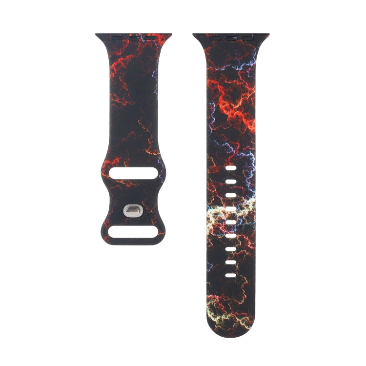 8-buckle Printed Replacement Strap Watchband For Apple Watch Series, 7 45mm / 6 & SE & 5 & 4 44mm / 3 & 2 & 1 42mm, 7 41mm / 6 & SE & 5 & 4 40mm / 3 & 2 & 1 38mm